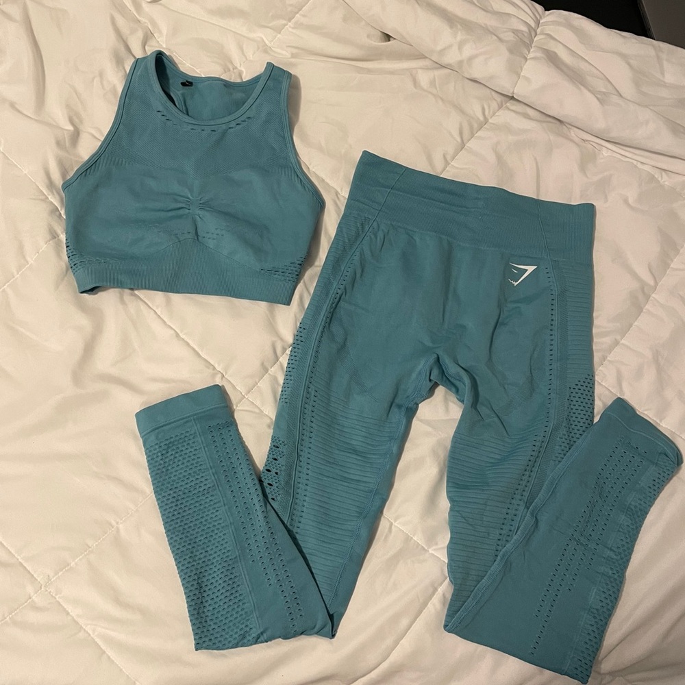 Gymshark teal energy seamless matching set